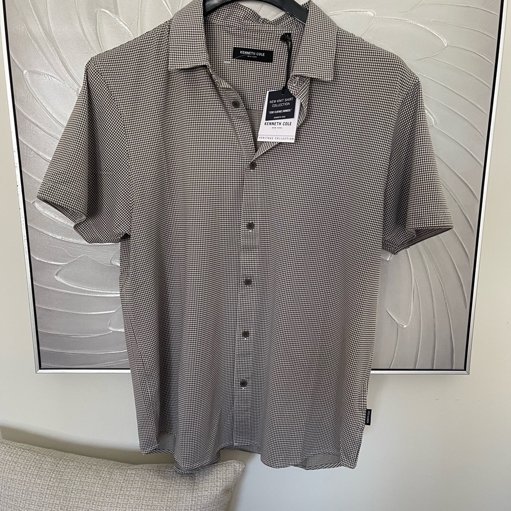 Kenneth Cole spring summer short sleeve button front shirt Mens NEW NWT $60